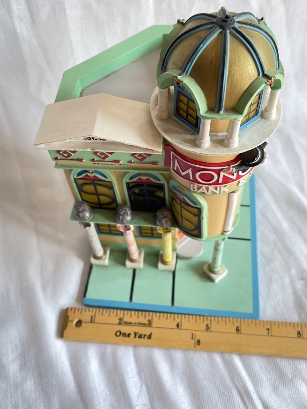 Monopoly Bank & Trust Decorative Building Figurine - Pastel Yellow, Mint, Coral - Picture 14 of 16